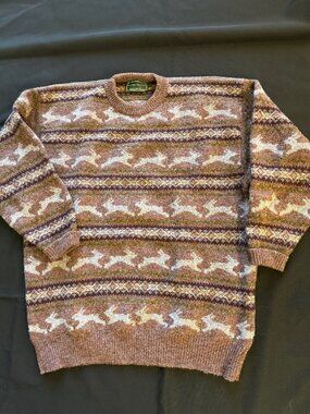 Holland & Holland Vintage Wool Rabbit Pattern Sweater